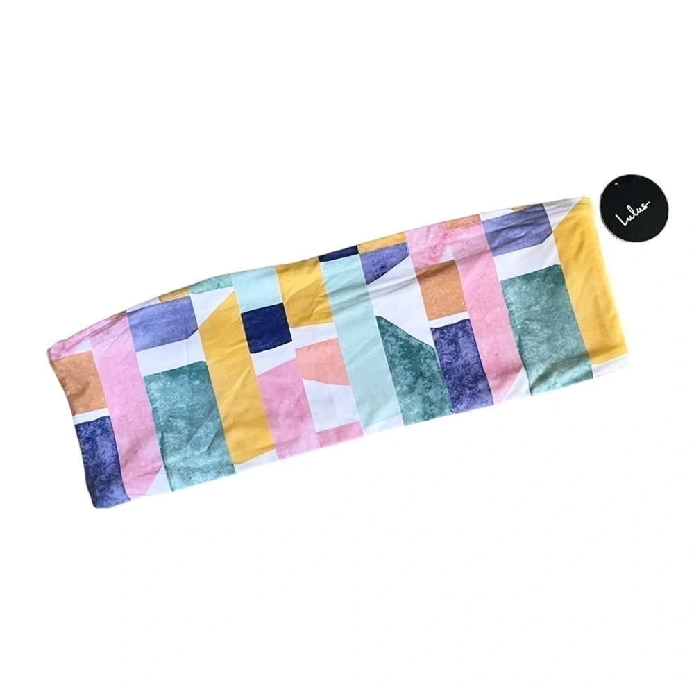 Lulus Taking Shape Bandeau Bikini Top XL Geometric Strapless Swim NWT